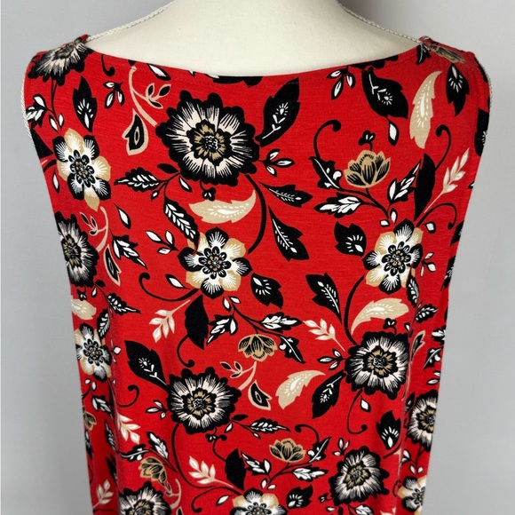 J. Jill Jersey Shift A-Line Dress Sleeveless Boatneck Red & Black Floral Sz XL - Picture 5 of 8